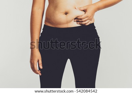 Overweight Asian Woman Hand Holding Excessive Stock Photo 542084542 