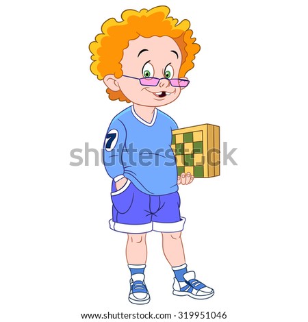 ginger and cute chess player with a chessboard