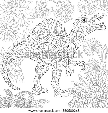 Download Stylized Spinosaurus Dinosaur Middle Cretaceous Period Stock Vector 560580268 - Shutterstock