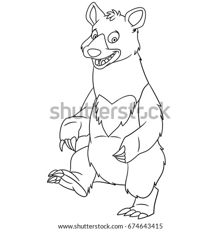 Coloring Page Of American Black Bear Colouring Book For Kids And Children Cartoon Vector