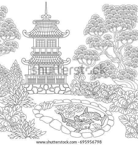 Buddhist Garden Coloring Pages Buddhist Garden Coloring Pages