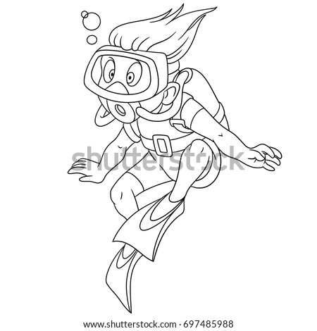 Coloring Page Cartoon Boy Diving Into Stock Vector 697485988 ... Coloring Page Cartoon Boy Diving Into Stock Vector 697485988 ...