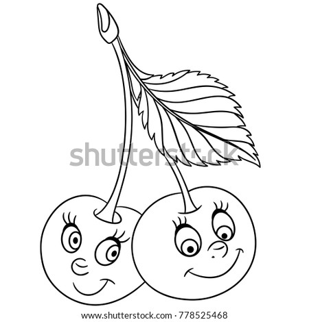 Download Coloring Book Coloring Page Cartoon Cherry Stock ...