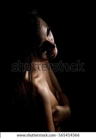 Nude Girl Silhouette Black Background