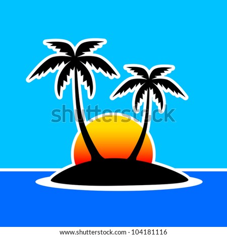 silhouette island vector palm water shutterstock tree clip illustration