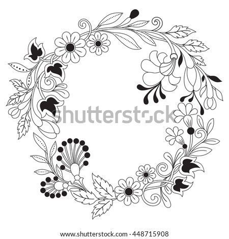 Hand Drawn Flower Design For Coloring Book Adult Other DecorationsZen Tangle Style Frame