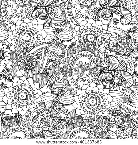 Floral Seamless Pattern Ethnic Abstract Decorative Stock 