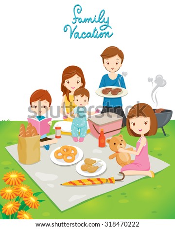 Happy Family Portrait Relationship Togetherness Vacations Stock Vector ...