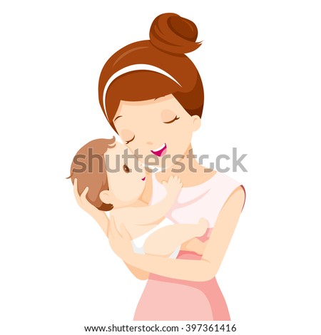 Baby In A Tender Embrace Of Mother, Mother's day, Infant, Motherhood, Love, Innocence