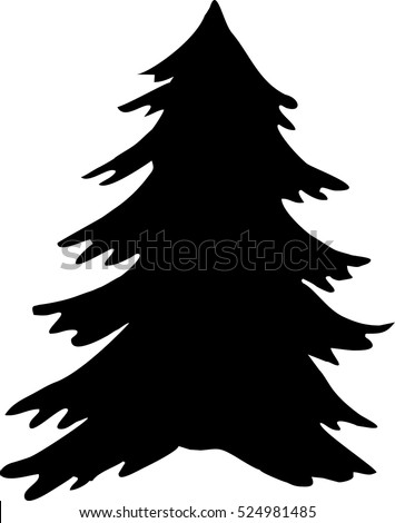 Download Christmas Tree Silhouette Black White Icon Stock Vector ...