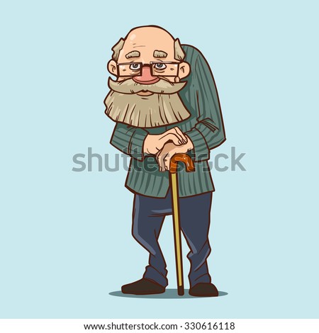 Old Man Cane Cartoon Character Funny Stock Vector 330616118 - Shutterstock