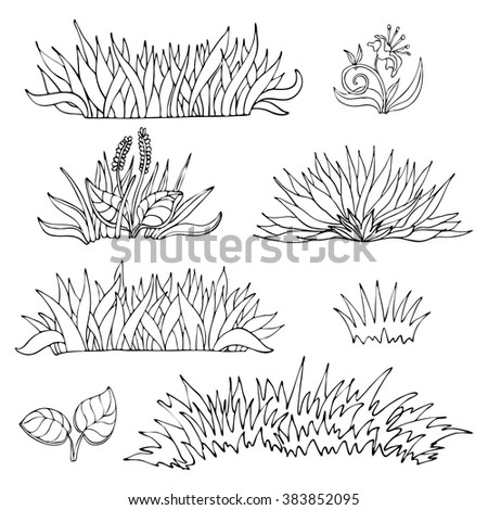 Hand Drawn Grass Isolated On White Stock Vector (Royalty Free ...