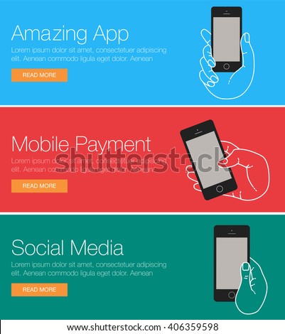 mobile phone for header or footer banner layout template of banner of mobile app