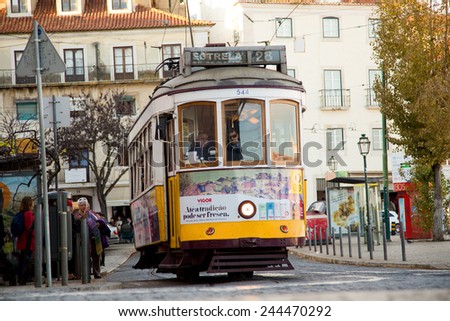 Lisbon January 11th Old Traditional Tram Stock Photo