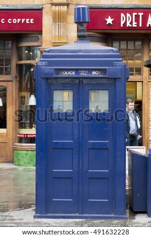 Blue Police Call Box Earls Court Stock Photo (Royalty Free) 491632228 ...