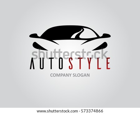 Auto style car logo design with concept sports vehicle icon silhouette 