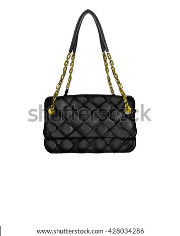 Fashion Illustration with quilt black handbag