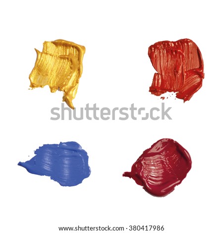 Set of vector brush strokes . Multi-colored paint spots on a white background