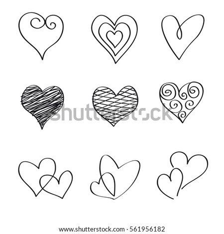 Set Heart Shape Tattoos Stock Vector 66492343 - Shutterstock