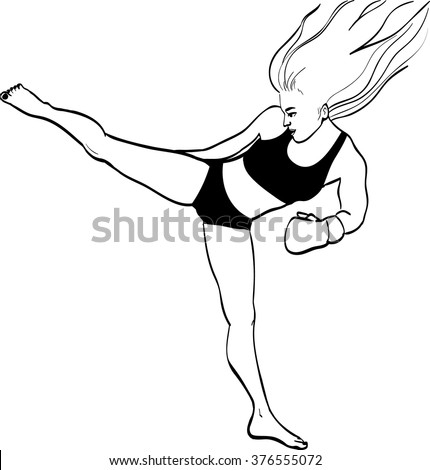 Vector Illustration Woman Fighter Mma Black Stock Vector 376555072 ...