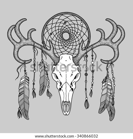 Boho Chic Ethnic Native American Bull Stock Vector 451387963 - Shutterstock
