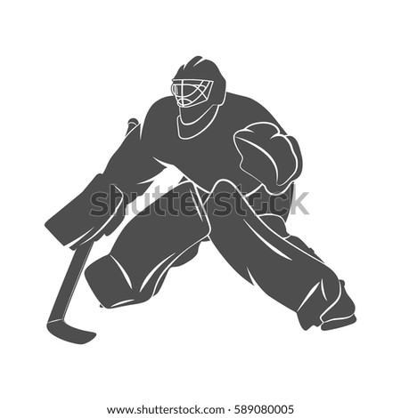 Silhouette Hockey Goalie Player On White Stock Vector 589080005 ...