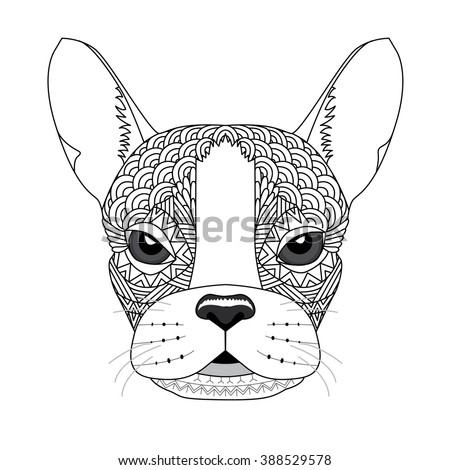 vector illustration french bulldog coloring page stock vector