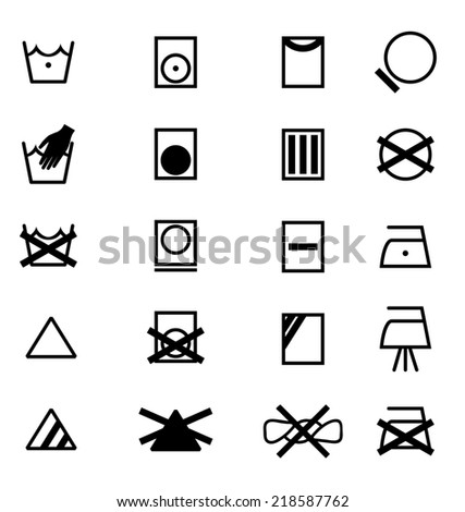 Laundry Care Symbols Vector Set Black Stock Vector 165513431 - Shutterstock