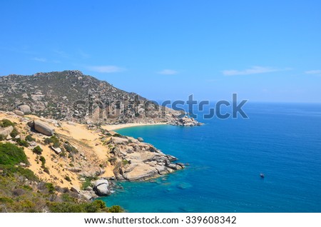 Ca Na beach, a new destination in the central of Vietnam. It's belong Ninh Thuan province. Ca Na is a wonderful beach with many dry hill, clean beach, turquoise water and friendly local people