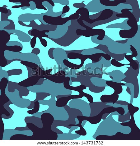 Classic Seamless Blue Military Camouflage Pattern Stock Illustration ...