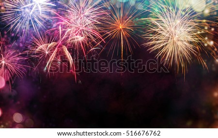 abstract colored firework background free spaceの写真素材