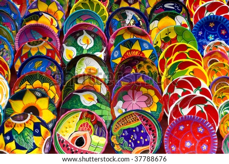 Mexican Ceramic Plates Bowls Sale Stock Photo 91617203 - Shutterstock