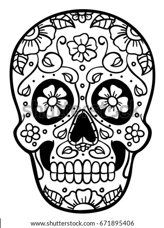 Mexican Sugar Skull Polish Folk Art Stock Vector 211048051 - Shutterstock