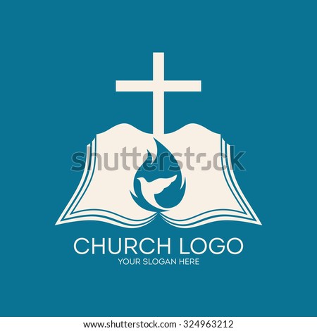 Church Logo Cross Open Bible Dove Stock Vector 324966302 - Shutterstock