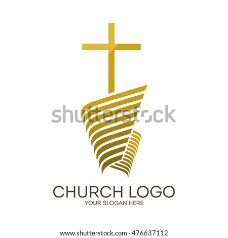 Church Logo Christian Symbols Jesus Cross Stock Vector 