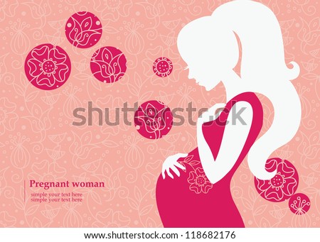 Silhouette of pregnant woman in spring