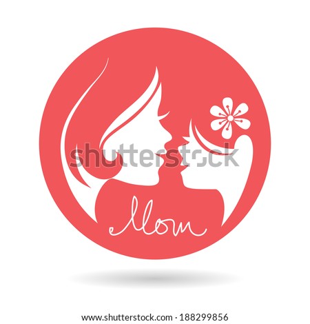 Mother and baby silhouettes. Card of Happy Mother's Day