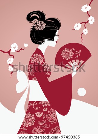 Japanese girl silhouette