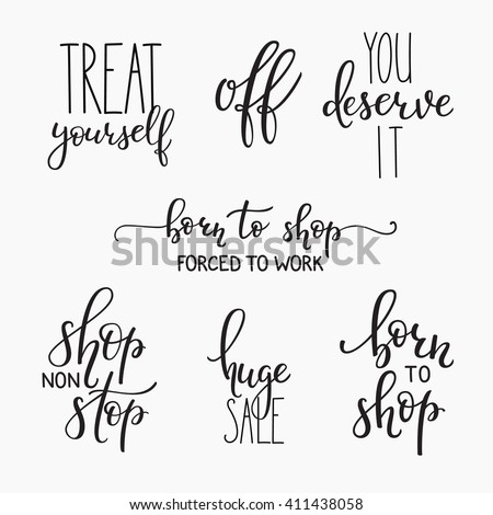 Shopping Retail Sticker Lettering Set Calligraphy Stock Vector ...