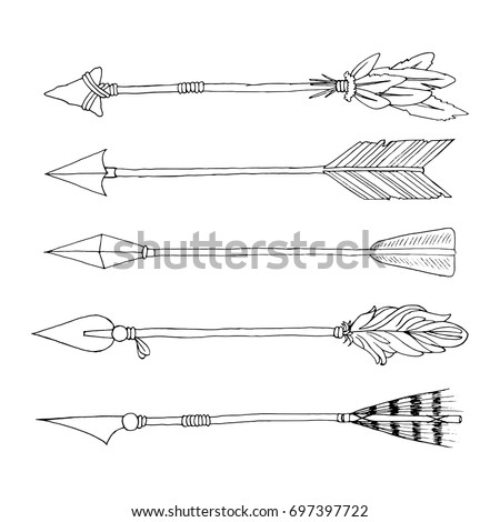 Tribal Indian Arrow Set Ethnic Hand Stock Vector 343863920 - Shutterstock