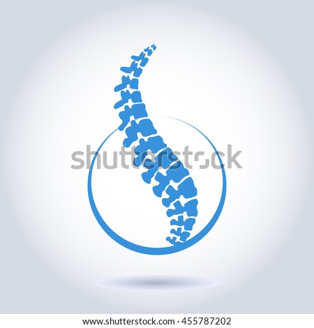 Human spine isolated on a white background. Vector illustration. Blue silhouette spine diagnostic symbol, design, sign. Vector human spine silhouettes Spine.Logo element