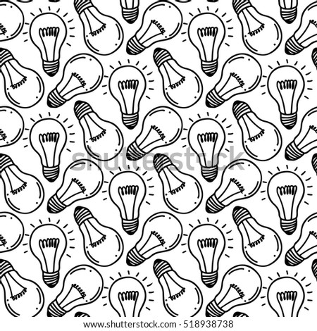 Lamp Light Bulb Hand Drawn Seamless Pattern Design Bulbs Icon Concept Of Big Lamp Light Bulb Hand Drawn Seamless Pattern Design Bulbs Icon Concept Of Big