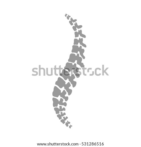 Vector human spine isolated silhouette illustration. Spine pain medical center, clinic, institute, rehabilitation, diagnostic, surgery logo element. Spinal icon symbol design. Concept of scoliosis