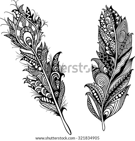 Tattoo Template Feathers Stock Vector 321834905 - Shutterstock