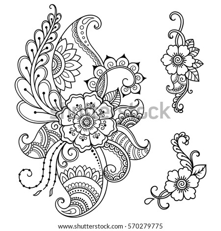 Henna Tattoo Flower Template Mehndi Style Stock Vector 570279775 ...