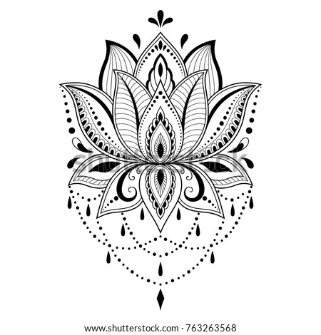  Henna  Tattoo Flower  Template Indian Style Stock Vector 