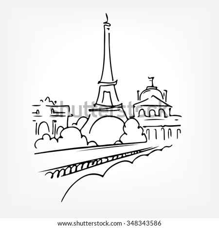 France Paris Urban Sketch Eiffel Tower Stock Illustration 406484626 ...