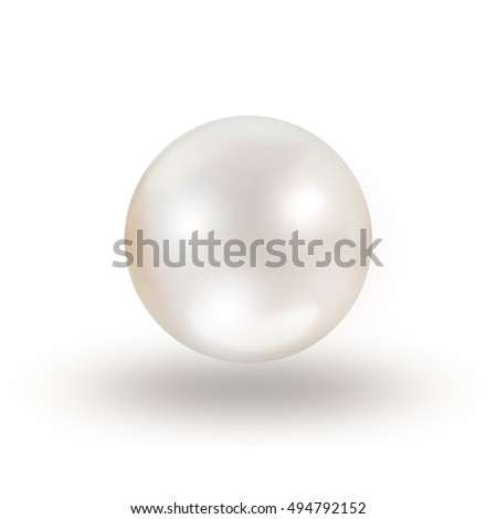 Shimmering white natural pearl isolated on white background