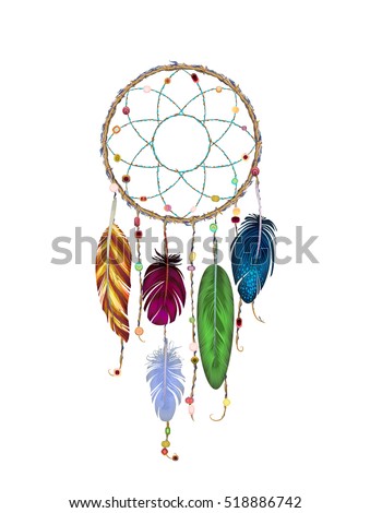 Colorful Detailed Dream Catcher Set Painted Stock Vector 518379781 ...