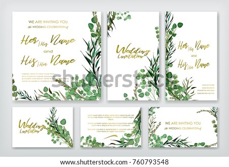 wedding invitation vector green Flowers Frame Vector Wedding Set Leaves Stock Invitation